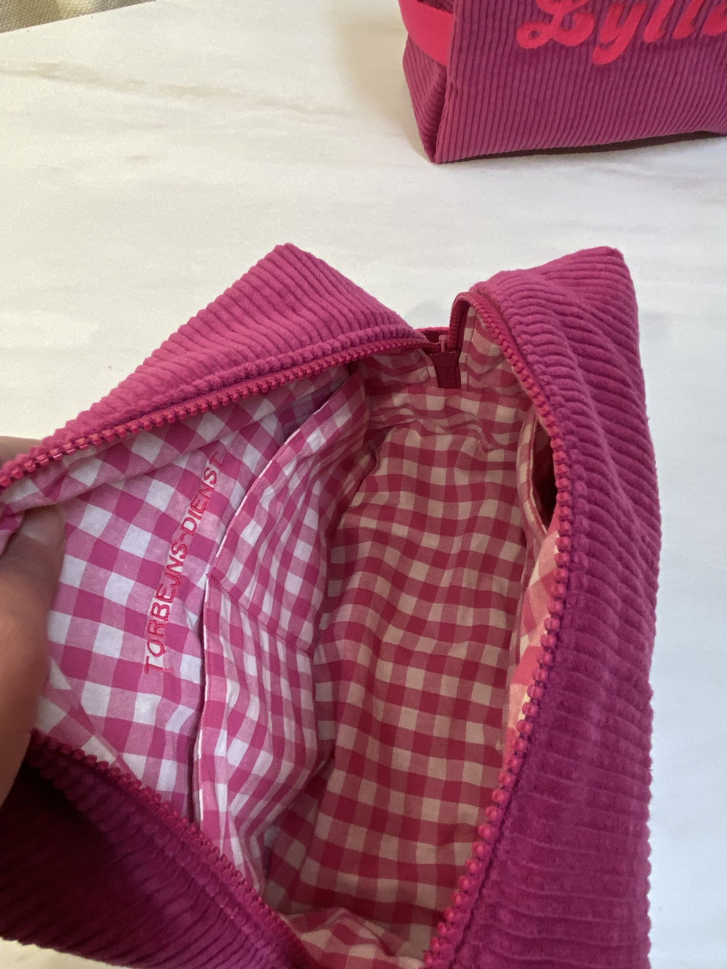 grande trousse de toilette velours et vichy