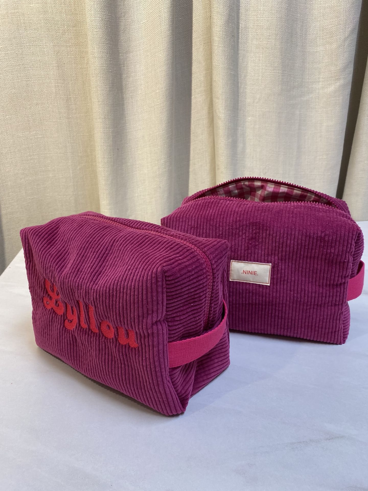 grande trousse de toilette velours et vichy