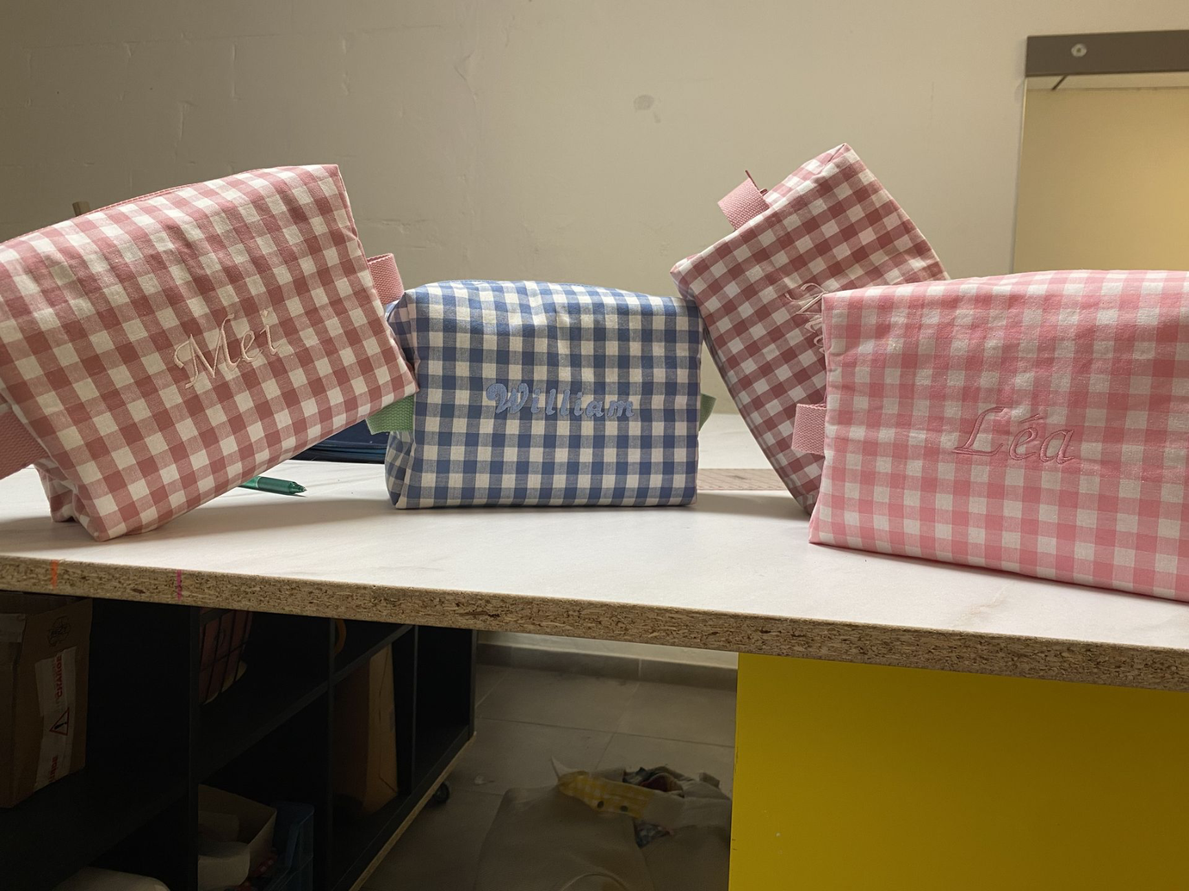 grande trousse de toilette vichy et uni