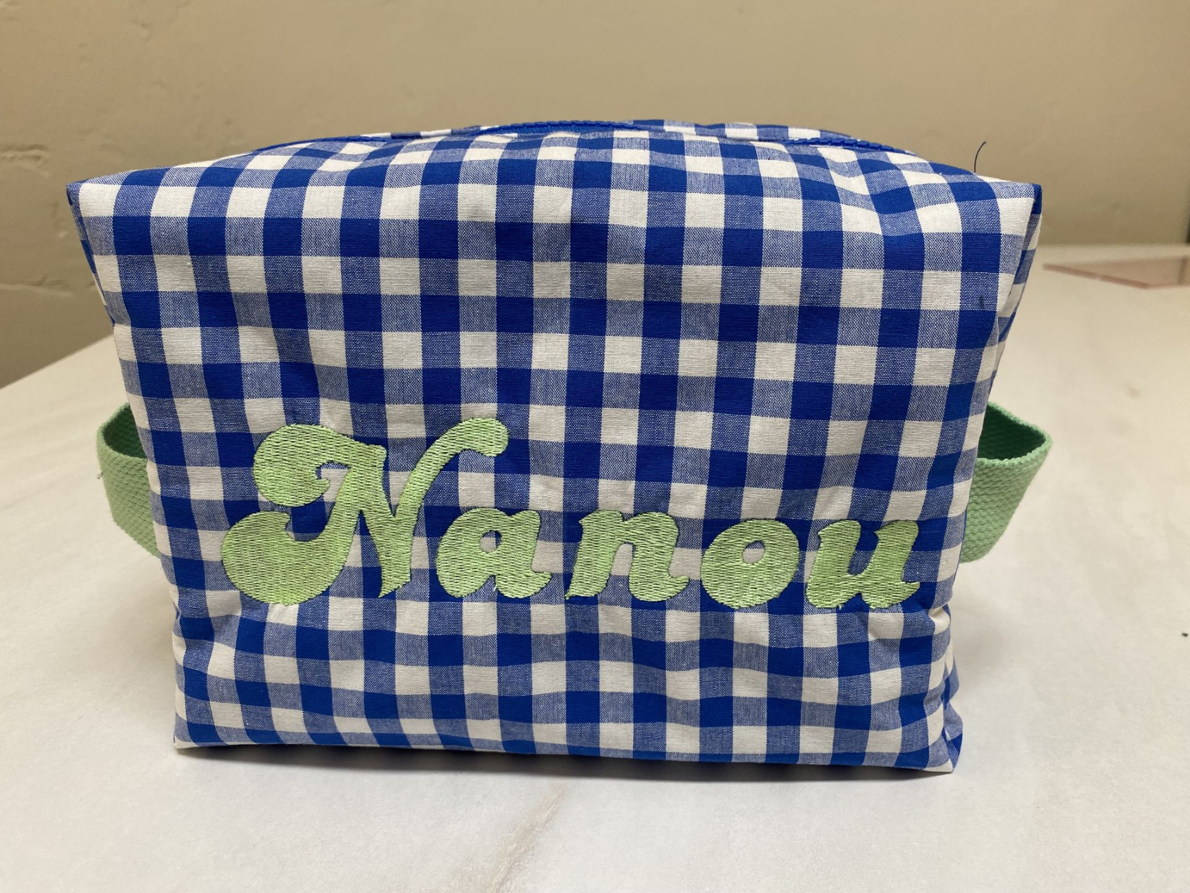 grande trousse de toilette vichy et uni, cadeau pour les grands-parents