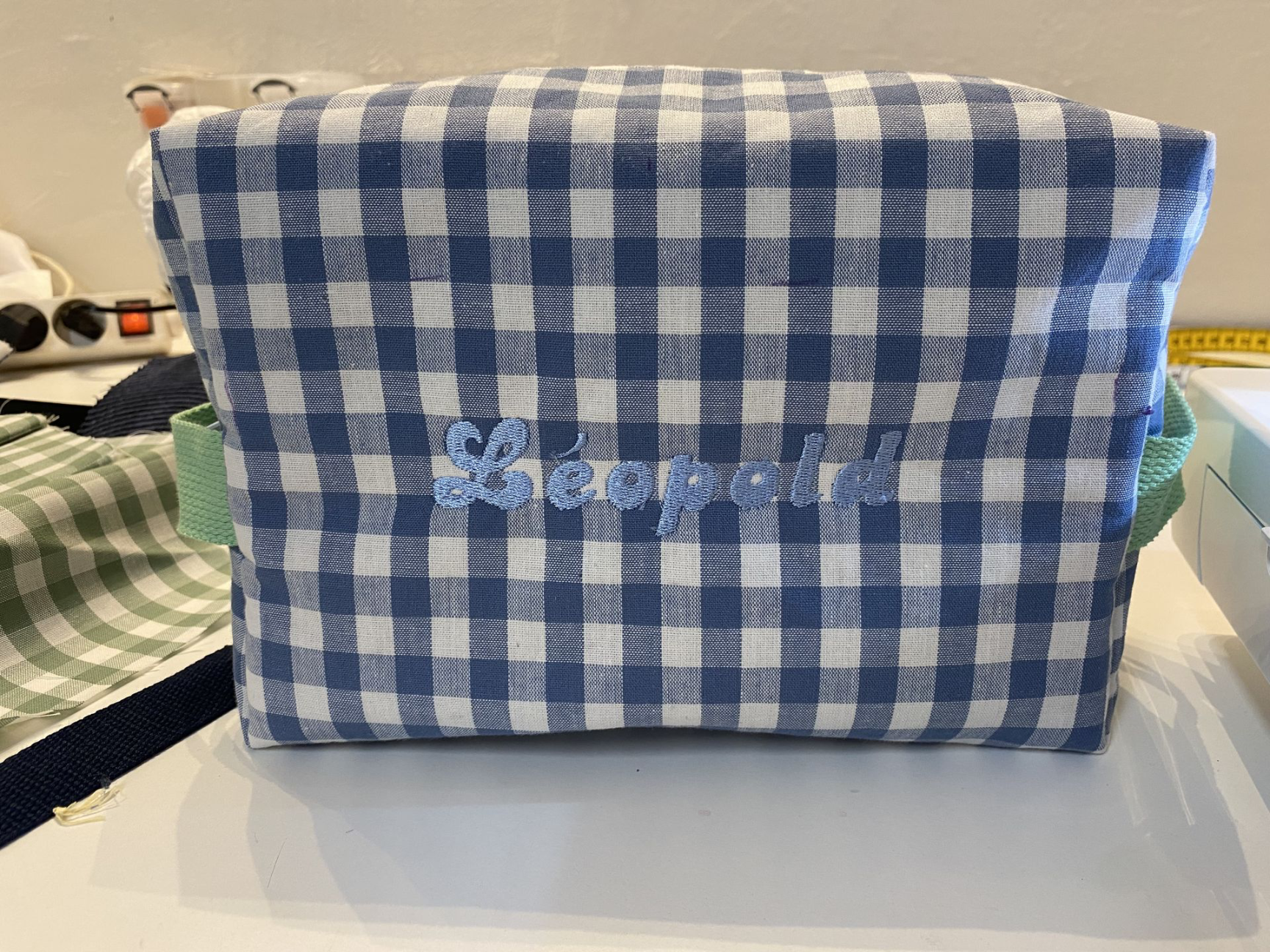grande trousse de toilette vichy et uni