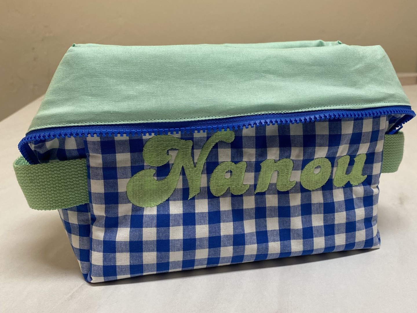grande trousse de toilette vichy et uni