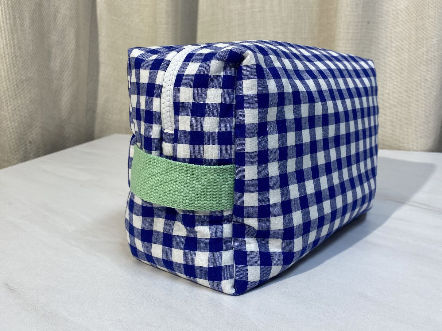 grande trousse de toilette vichy et uni