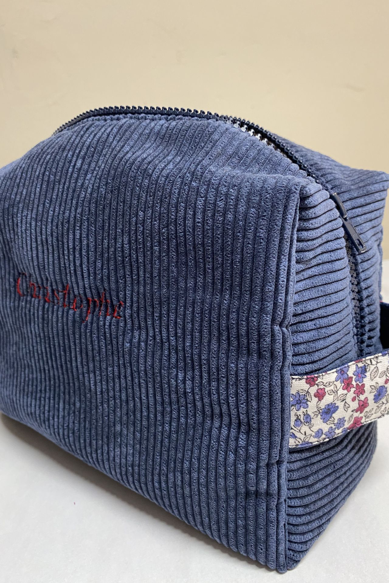 grande trousse de toilette velours et fleur