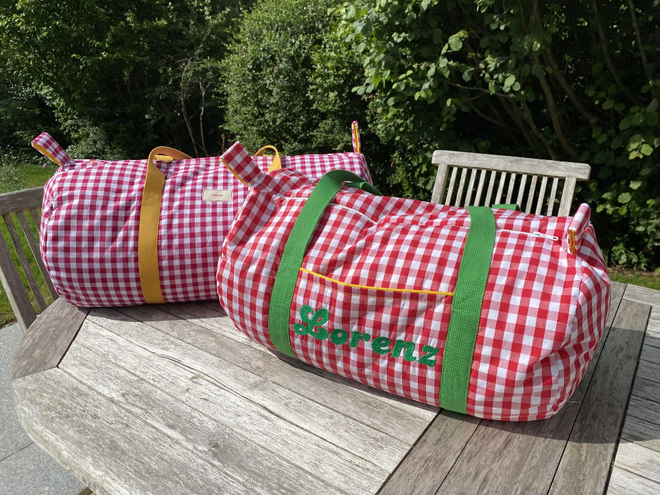 sacs polochons en vichy et coton uni