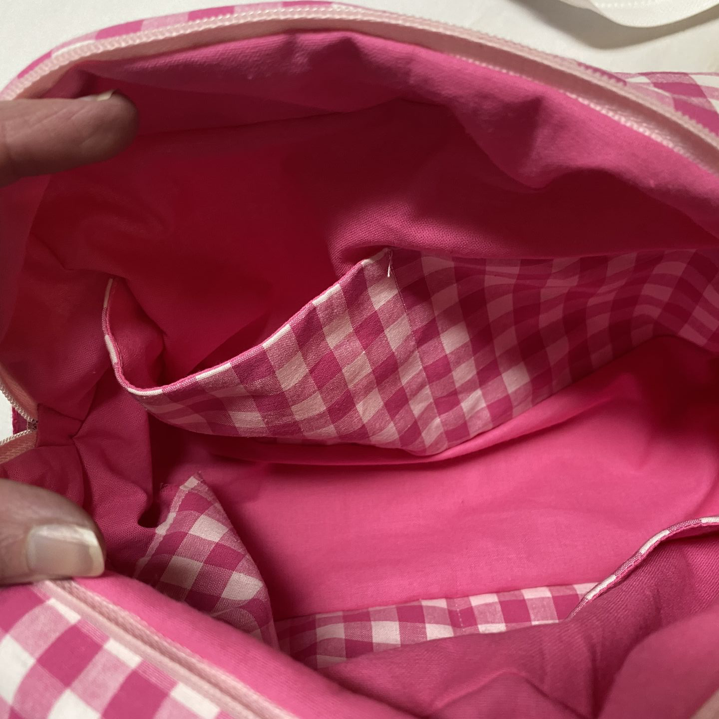 grande trousse de toilette vichy et uni