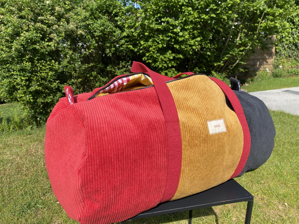 sac polochon maxi en velours couleur Belge