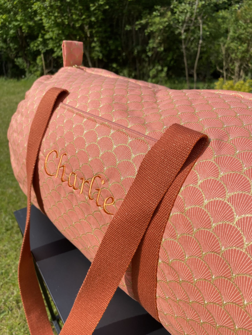 sac polochon, tissus japonisant de la cliente
