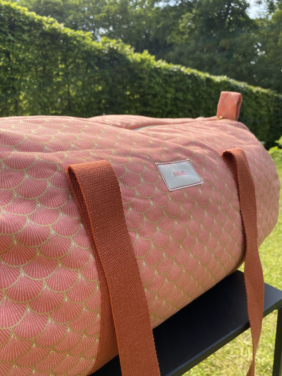 sac polochon, tissus japonisant de la cliente