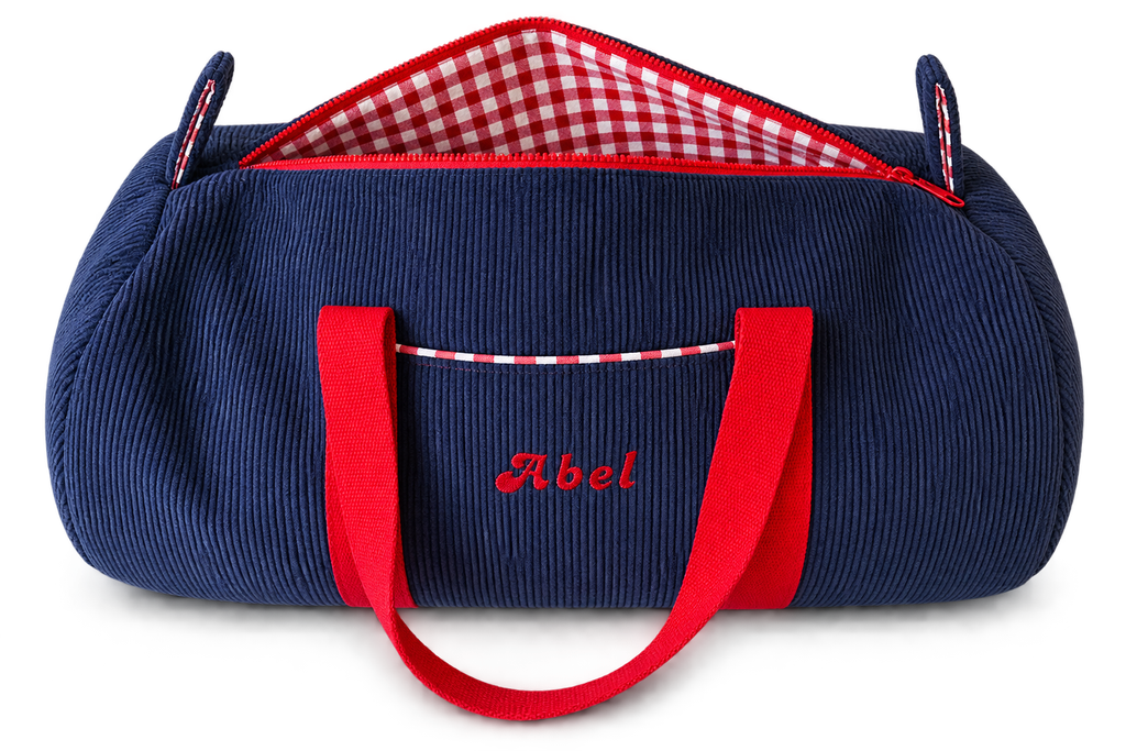 Sac Polochon - Velours & Vichy (Mini)