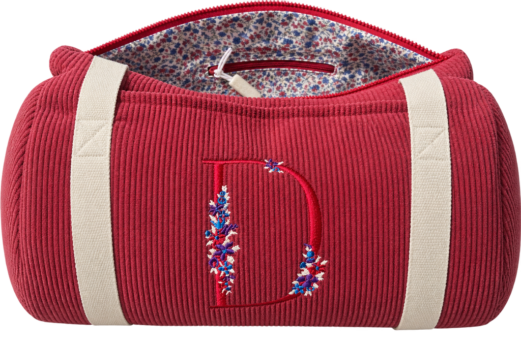 Sac Polochon - Velours & Fleurs (Mini)