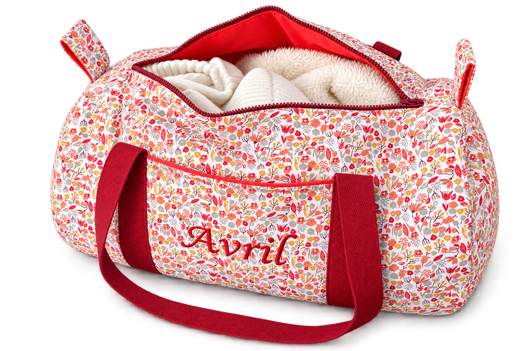 Sac Polochon - Fleuri & Coton Uni (Mini)