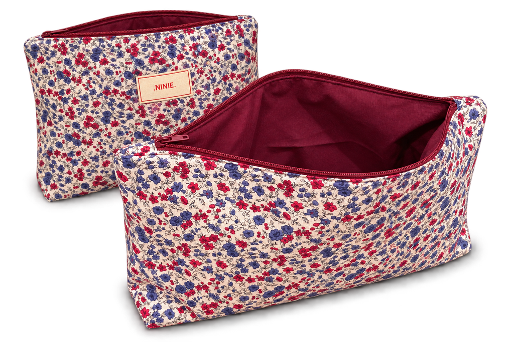 Petite trousse de toilette - Fleuri & Coton Uni